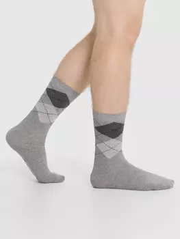 Носки мужские серые с рисунком в виде ромбов