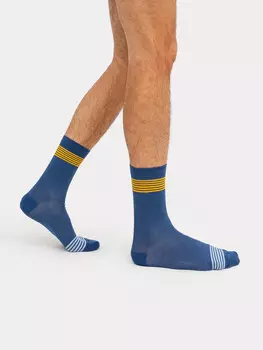 Носки мужские синие с рисунком в виде узких полосок
