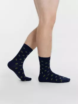 Носки мужские темно-синие с рисунком в виде уточек