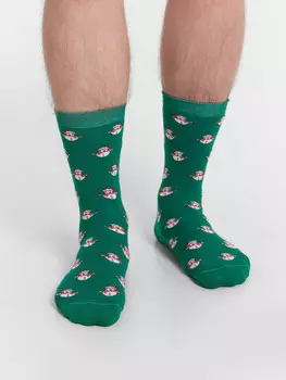 Носки мужские зеленые с узором