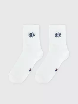 Носки унисекс белые с рисунком в виде орнамента