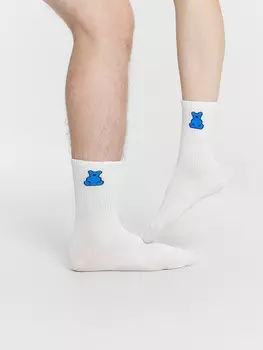 Носки унисекс белые с рисунком в виде медвежонка