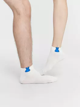 Носки унисекс белые с рисунком в виде медведя на бортике