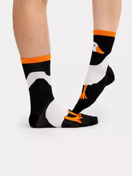 Носки унисекс черные с рисунком в виде гусей