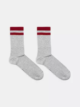 Носки унисекс серые с рисунком в виде поперечной полоски