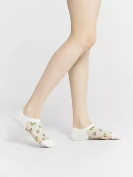 Носки женские белые с прозрачной зоной на верхней части следа