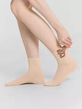 Носки женские бежевые с мишкой