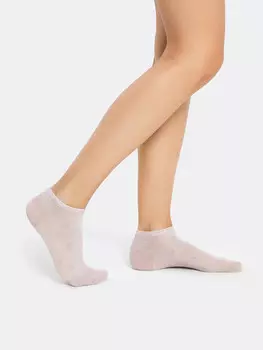 Носки женские бежевые с принтом сердечки