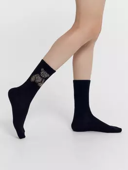 Носки женские черные с рисунком в виде мишки