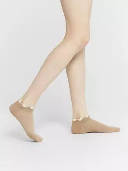 Носки женские коричневые с рисунком в виде цветочков