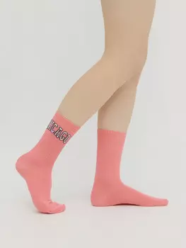 Носки женские лиловые с рисунком в виде надписи