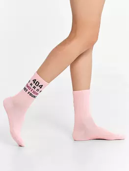Носки женские розовые с рисунком в виде надписи