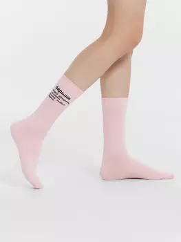 Носки женские розовые с рисунком в виде надписи
