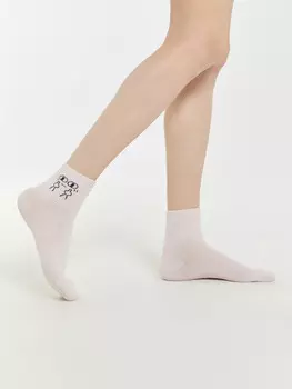 Носки женские розовые с рисунком в виде мордочки