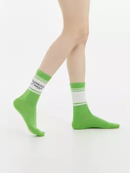 Носки женские салатовые рисунком в виде надписи