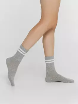Носки женские серые с контрастными полосками