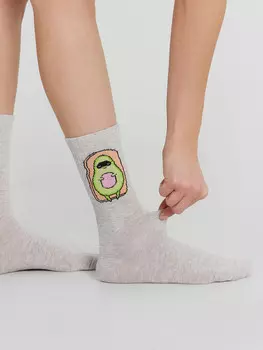 Носки женские серые с принтом в виде авокадо