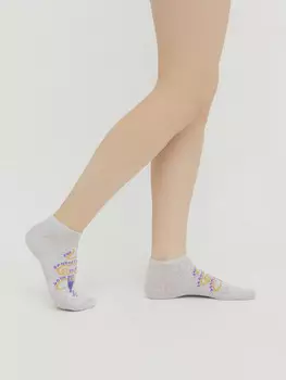 Носки женские серые с рисунком в виде спагетти