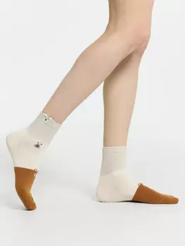 Носки женские серые с рисунком в виде медведей