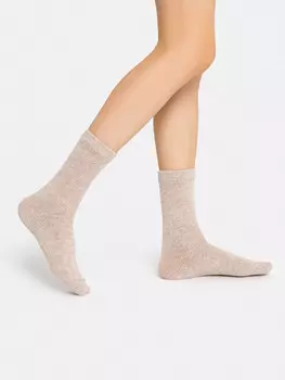 Носки женские светло-бежевые из вискозы и ангоры