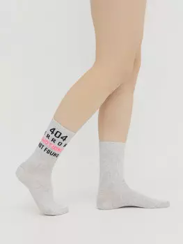 Носки женские светло-серые с рисунком в виде надписи
