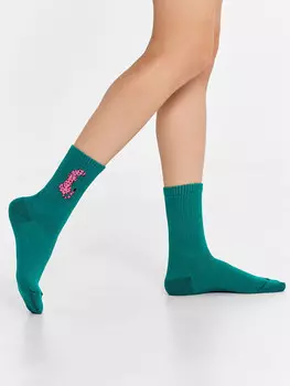 Носки женские зеленые с рисунком в виде пантеры