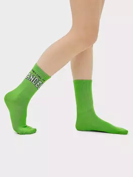 Носки женские зеленые с рисунком в виде надписи