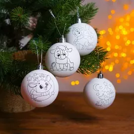 Новогоднее ёлочное украшение под раскраску