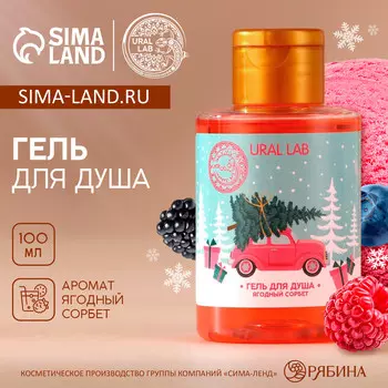Гель для душа ural lab, 100 мл, аромат ягодного сорбета