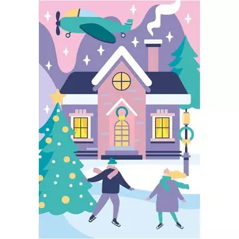 Новогодняя картина по номерам на холсте с подрамником