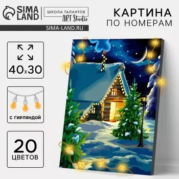 Картина по номерам с подрамником и гирляндой