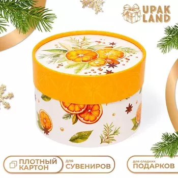 Новый год. коробка подарочная новогодняя для макарун тубус без окна