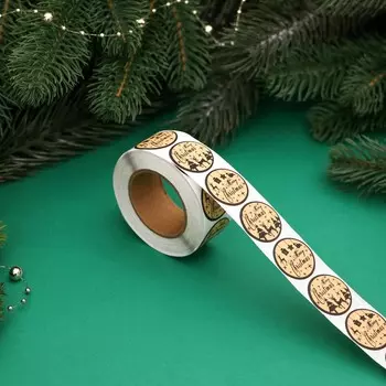 Наклейки новогодние в рулоне merry christmas, для декора и подарков, 500 шт., 2.52.5 см
