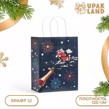 Новый год. пакет бумажный подарочный новогодний крафт,