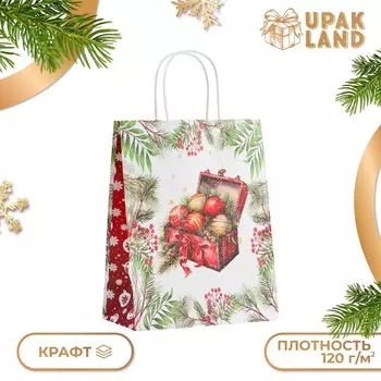 Новый год. пакет бумажный подарочный новогодний крафт