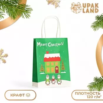 Новый год. пакет бумажный подарочный новогодний крафт