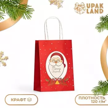 Новый год. пакет бумажный подарочный новогодний крафт