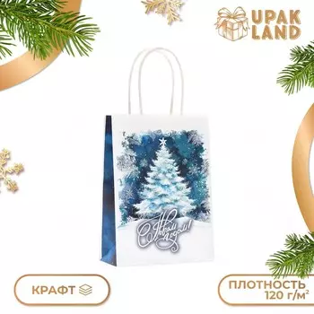 Пакет бумажный подарочный новогодний крафт