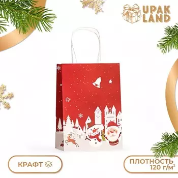 Новый год. пакет бумажный подарочный новогодний крафт