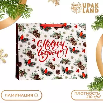 Пакет подарочный новогодний ламинированный горизонтальный