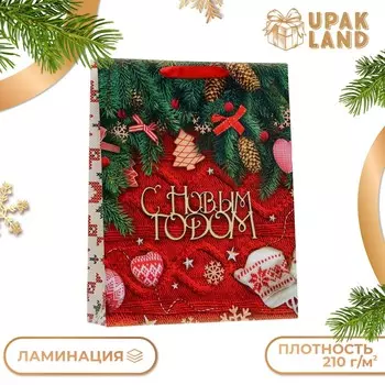 Пакет подарочный новогодний ламинированный вертикальный
