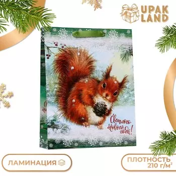 Пакет подарочный новогодний ламинированный вертикальный