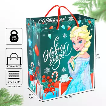 Новый год. пакет подарочный, 18х23х11.5 см, упаковка, холодное сердце