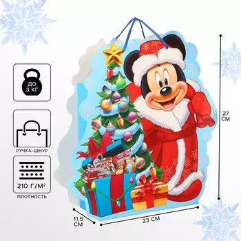 Пакет подарочный новогодний подарочный, 23 х 27 х 11.5 см, упаковка, микки маус