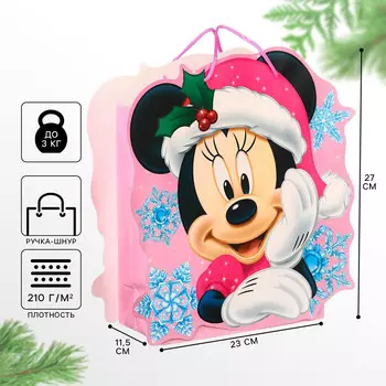 Пакет подарочный новогодний подарочный, 23 х 27 х 11.5 см, упаковка, минни маус