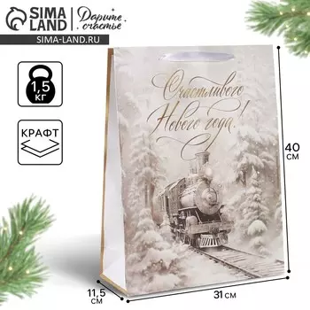 Пакет подарочный новогодний крафтовый