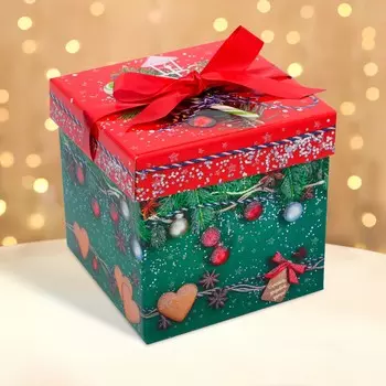 Новый год. подарочная коробка новогодняя коробка крышка-дно