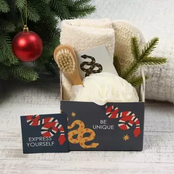 Новый год. символ года. змея. набор подарочный этель be unique полотенце 30х60см и акс (4 предмета)