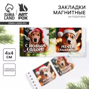 Магнитные закладки для книг, 2 шт. на подложке