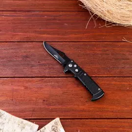 Нож перочинный мастер к, лезвие со скосом с отверстием 6,5см, рукоять черная 15.5 см